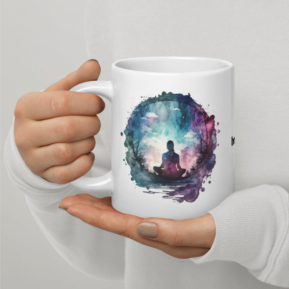 Breathe Yoga Meditation Mug - Watercolor Sphere - 20 oz